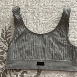 Lucky Brand Gray Ribbed Sports‎ Bra